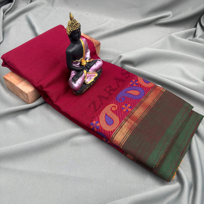 Bharatanatyam Dance Practice Saree - Maroon Green Manga Border image 2
