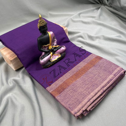 Bharatanatyam Dance Practice Saree - Purple with Sandal Plain Saree image 0
