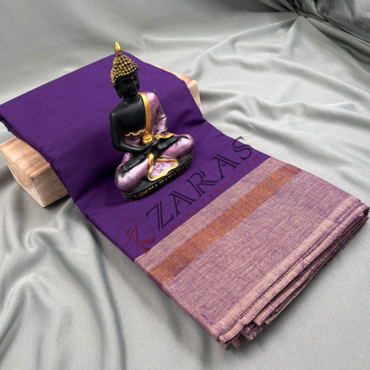 Bharatanatyam Dance Practice Saree - Purple with Sandal Plain Saree image 0