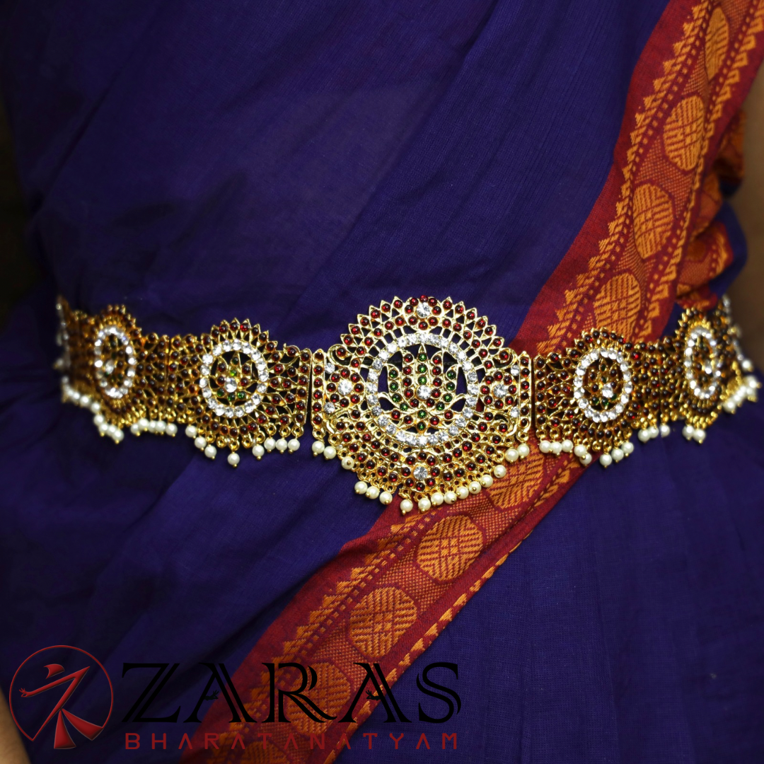 Bharatanatyam Dance Jewellery - Lotus CS RG Hip Belt Kemp Round (Ottiyanam) image 0
