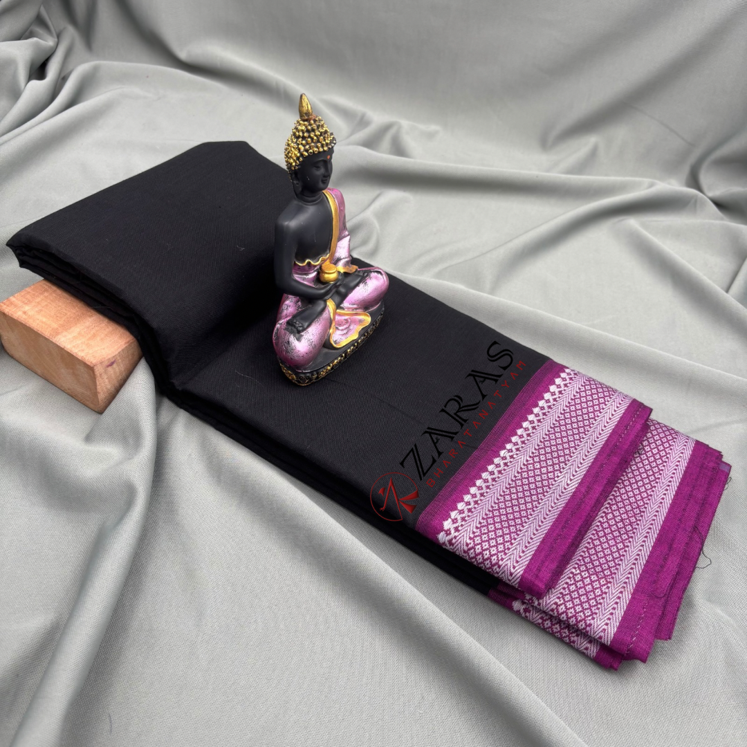 Bharatanatyam Dance Practice Saree - Black with Purple S Gopuram Diamond image 1