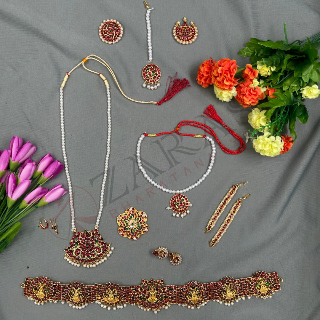 Bharatanatyam Dance Jewellery - Full Set Kemp S Peacock RGS (Kids Set) image 0