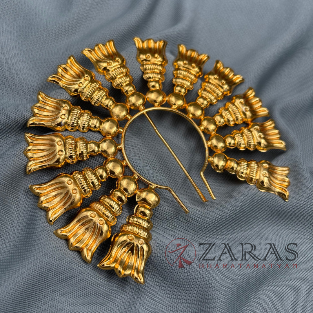 Bharatanatyam Dance Jewellery - Flower Gold S Head Arch image 0