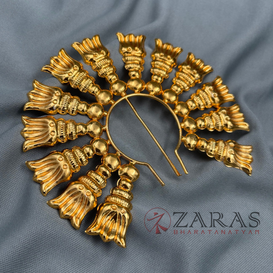 Bharatanatyam Dance Jewellery - Flower Gold S Head Arch image 0