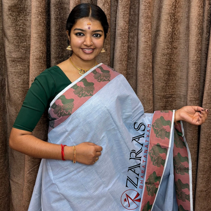 Bharatanatyam Dance Practice Saree - Baby Blue Green Salangai Border image 0