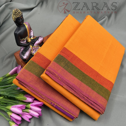 Bharatanatyam Dance Practice Saree - M Yellow with pink Triple Border image 1