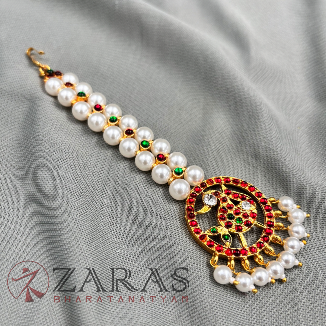 Bharatanatyam Dance Jewellery - R Peacock RG Kemp Netti Chutti 2 Line Pearls image 2