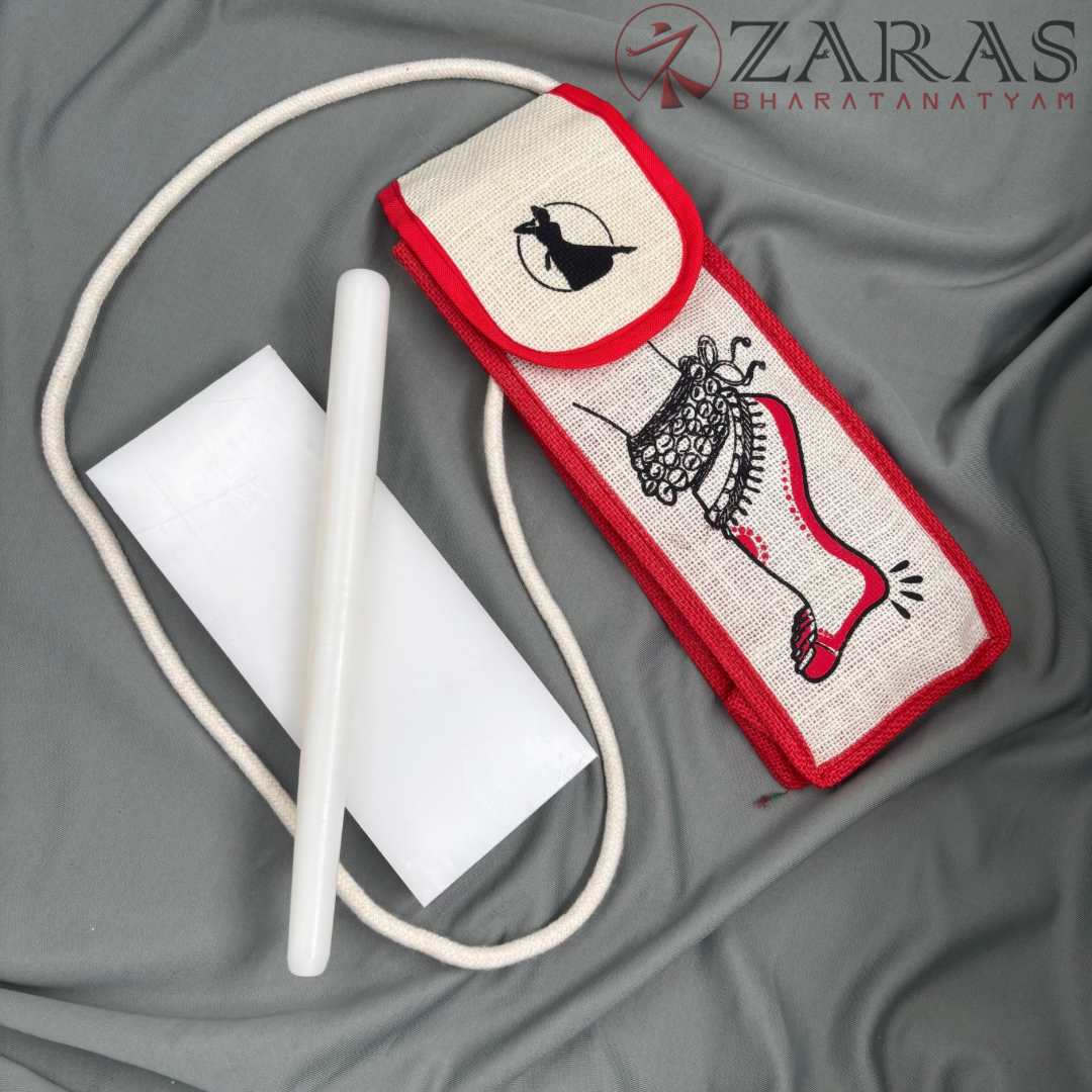 Bharatanatyam Dance Class Instruments - Fiber Thattu Manai (Small) Set + Salangai jute Bag (Combo) image 1