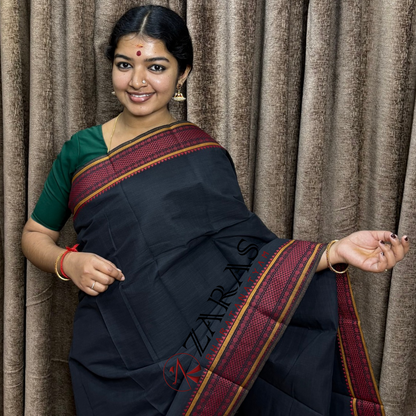 Bharatanatyam Dance Practice Saree - Black Red Diamond Double Coin image 0