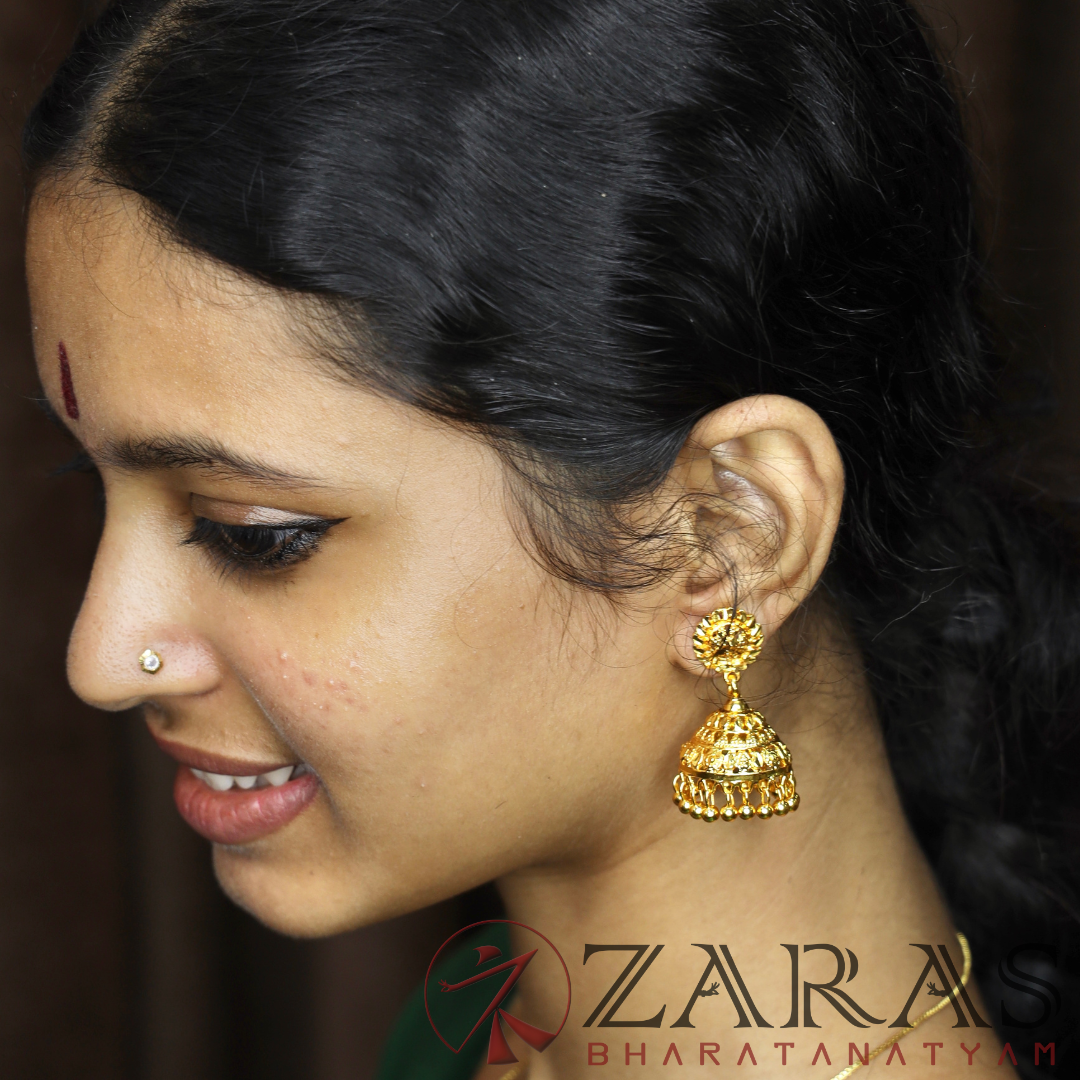 Bharatanatyam Dance Jewellery - Gold Jimiki with Kammal image 1