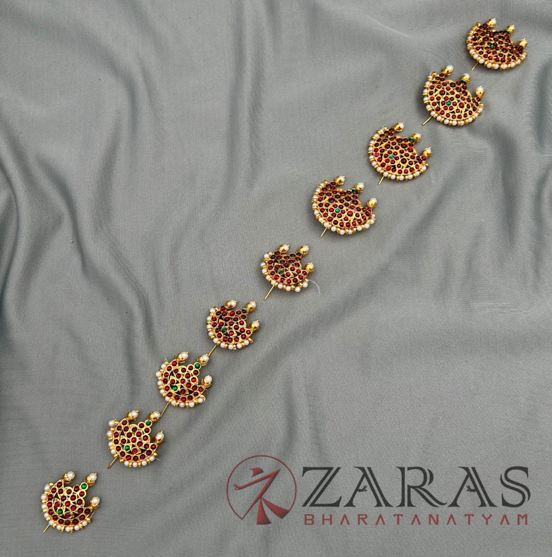 Bharatanatyam Dance Jewellery - RG Kemp Jada Billa Moon Design BE (Set of 9 Pcs) image 0