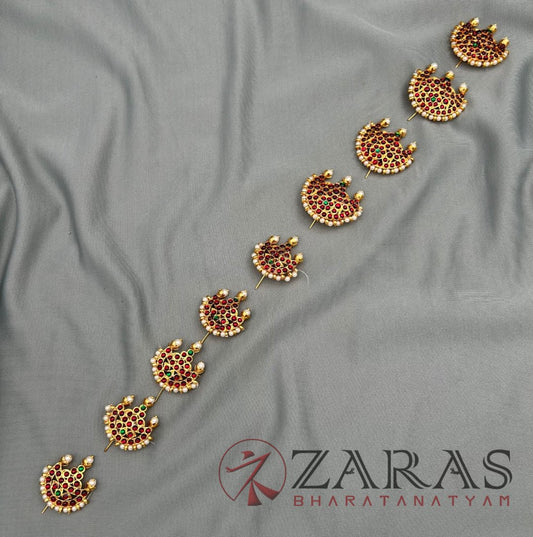 Bharatanatyam Dance Jewellery - RG Kemp Jada Billa Moon Design BE (Set of 9 Pcs) image 0