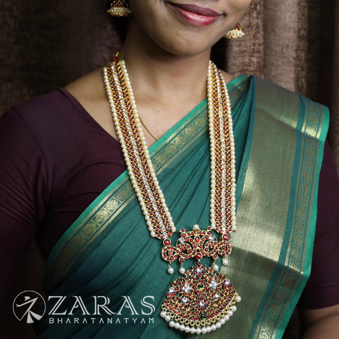 Bharatanatyam Dance Jewellery - Haaram Red Kemp CS Me Pen S image 0