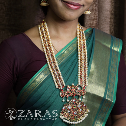 Bharatanatyam Dance Jewellery - Haaram Red Kemp CS Me Pen S image 0