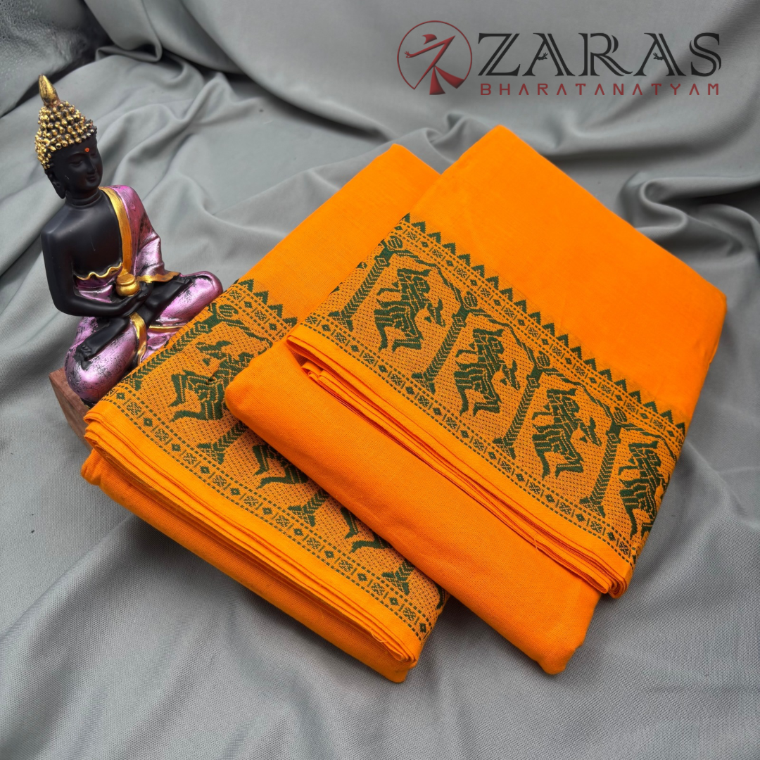 Bharatanatyam Dance Practice Saree - M Yellow Green Doll Border image 2