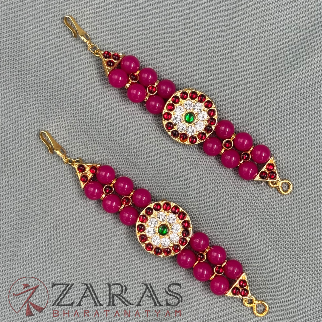 Bharatanatyam Dance Jewellery - Round & Pink balls CS RG Kemp Maatal image 2