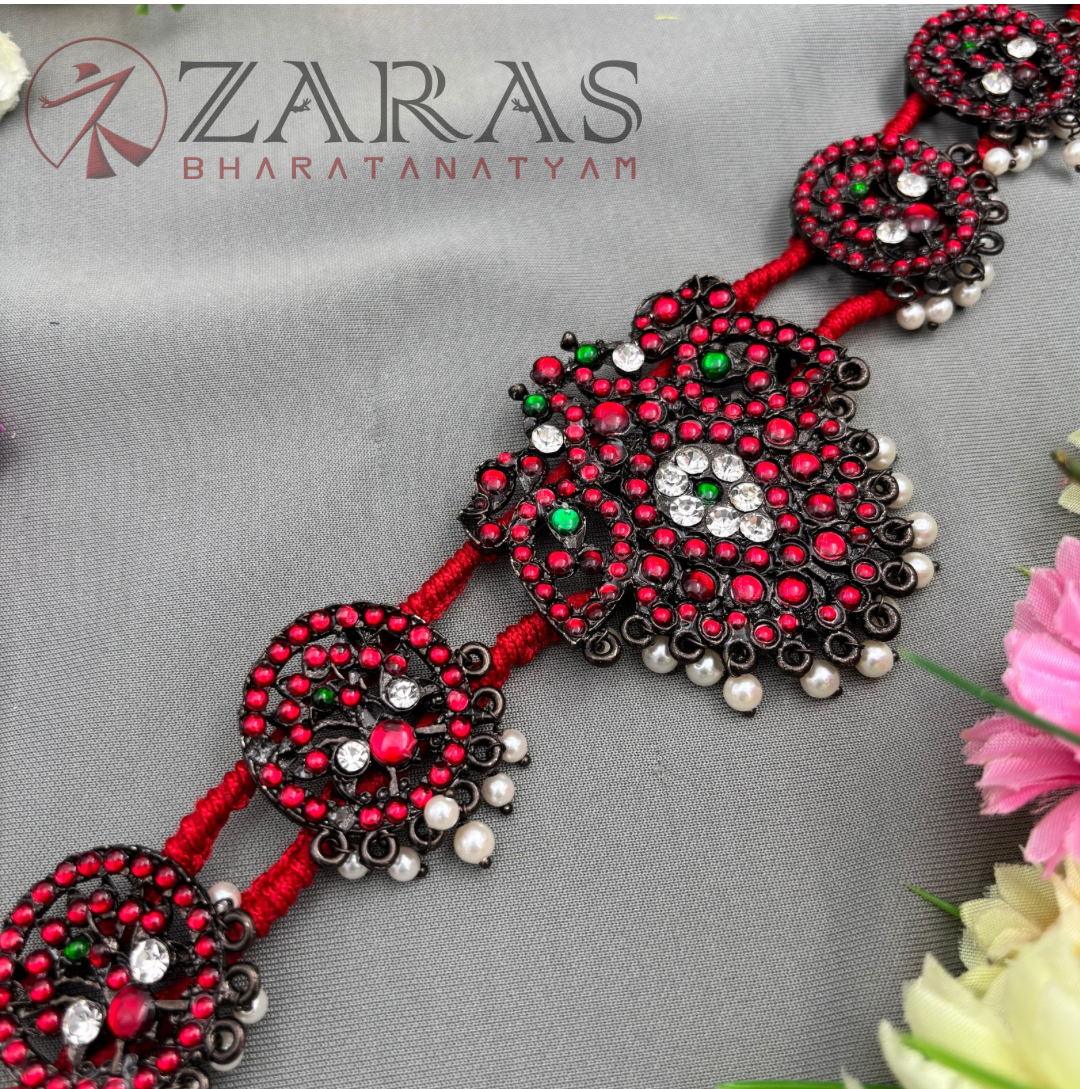 Bharatanatyam Dance Jewellery Black - Leaf & Round RG Kemp CS Hip Belt (Ottiyanam) image 0