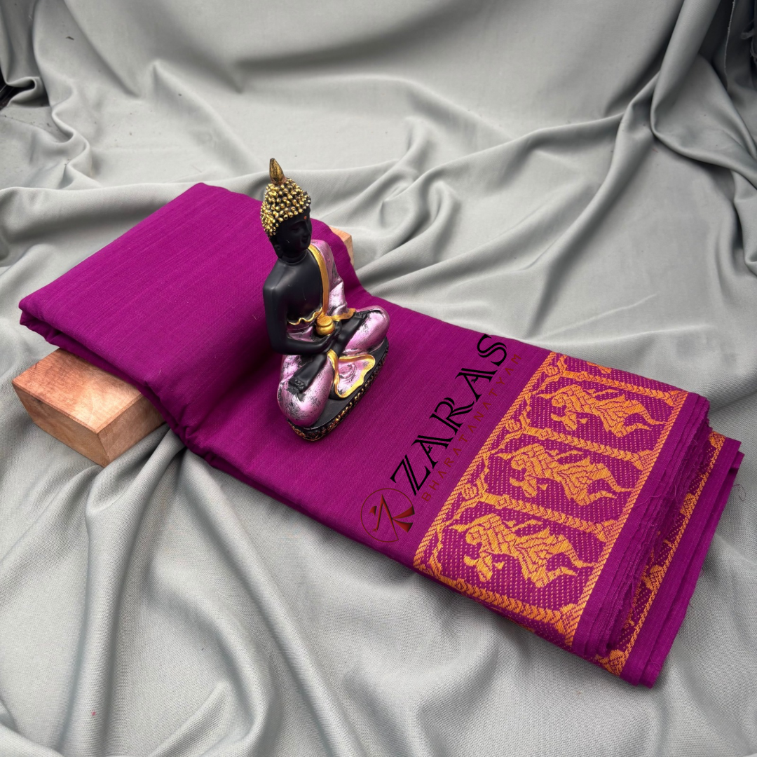 Bharatanatyam Dance Practice Saree - Violet Mustard Doll Border image 1