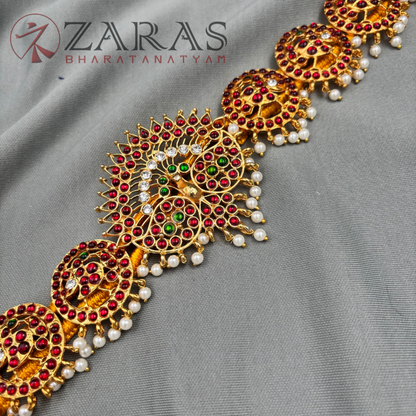 Bharatanatyam Dance Jewellery - Peacock R Hip Belt RG CS Kemp (Ottiyanam) image 2