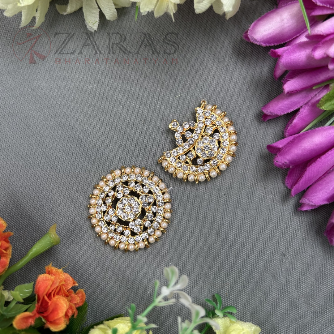 Bharatanatyam Dance Jewellery - Sun & Moon White Stone image 0