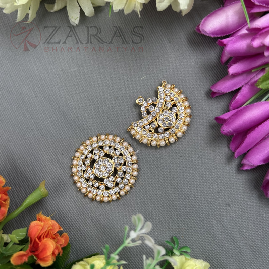 Bharatanatyam Dance Jewellery - Sun & Moon White Stone image 0
