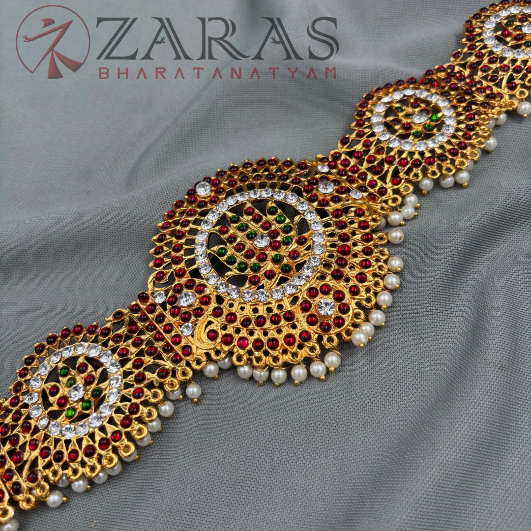 Bharatanatyam Dance Jewellery - Lotus CS RG Hip Belt Kemp Round (Ottiyanam) image 1