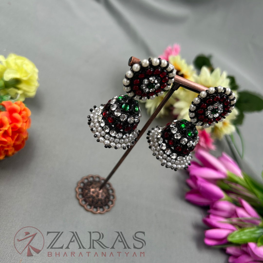 Bharatanatyam Dance Jewellery Black - Jimiki with Kammal Kemp 4 L RG image 1