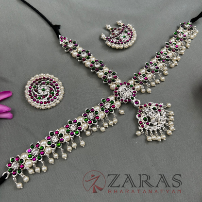 Bharatanatyam Dance Silver Jewellery - Headset Flower & Lakshmi PG Kemp CS image 1