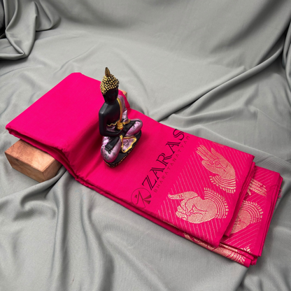 Bharatanatyam Dance Practice Saree - Pink with Gold Mudra Border image 1