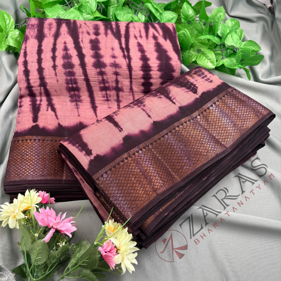 Bharatanatyam Dance Practice Saree - Violet with D Sandal Double color Saree with Blouse Material image 1