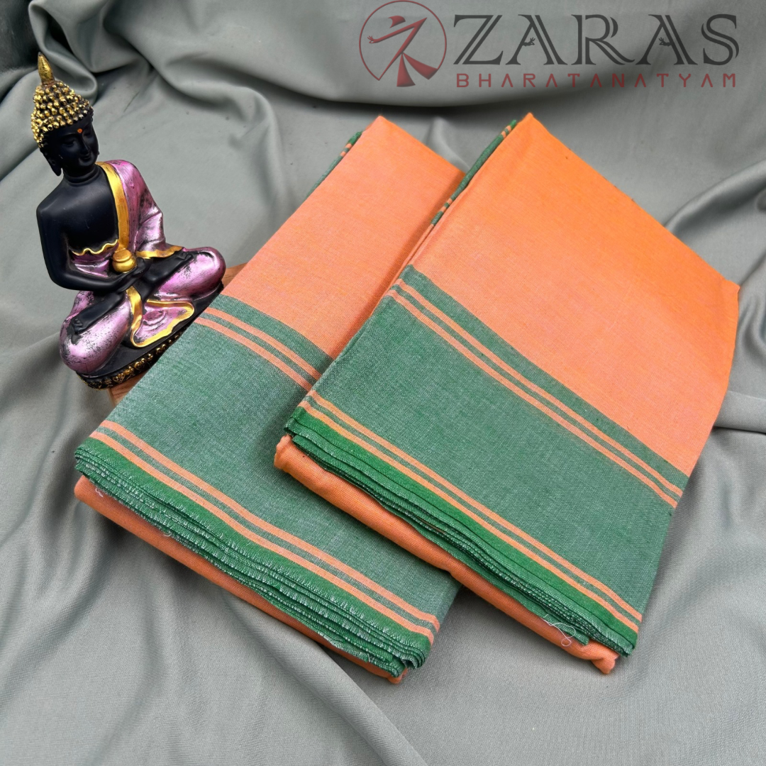 Bharatanatyam Dance Practice Saree - Sandal with Green Plain Border image 1