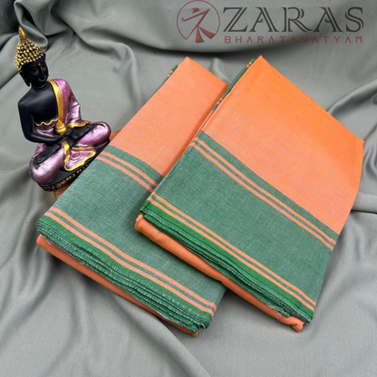 Bharatanatyam Dance Practice Saree - Sandal with Green Plain Border image 1