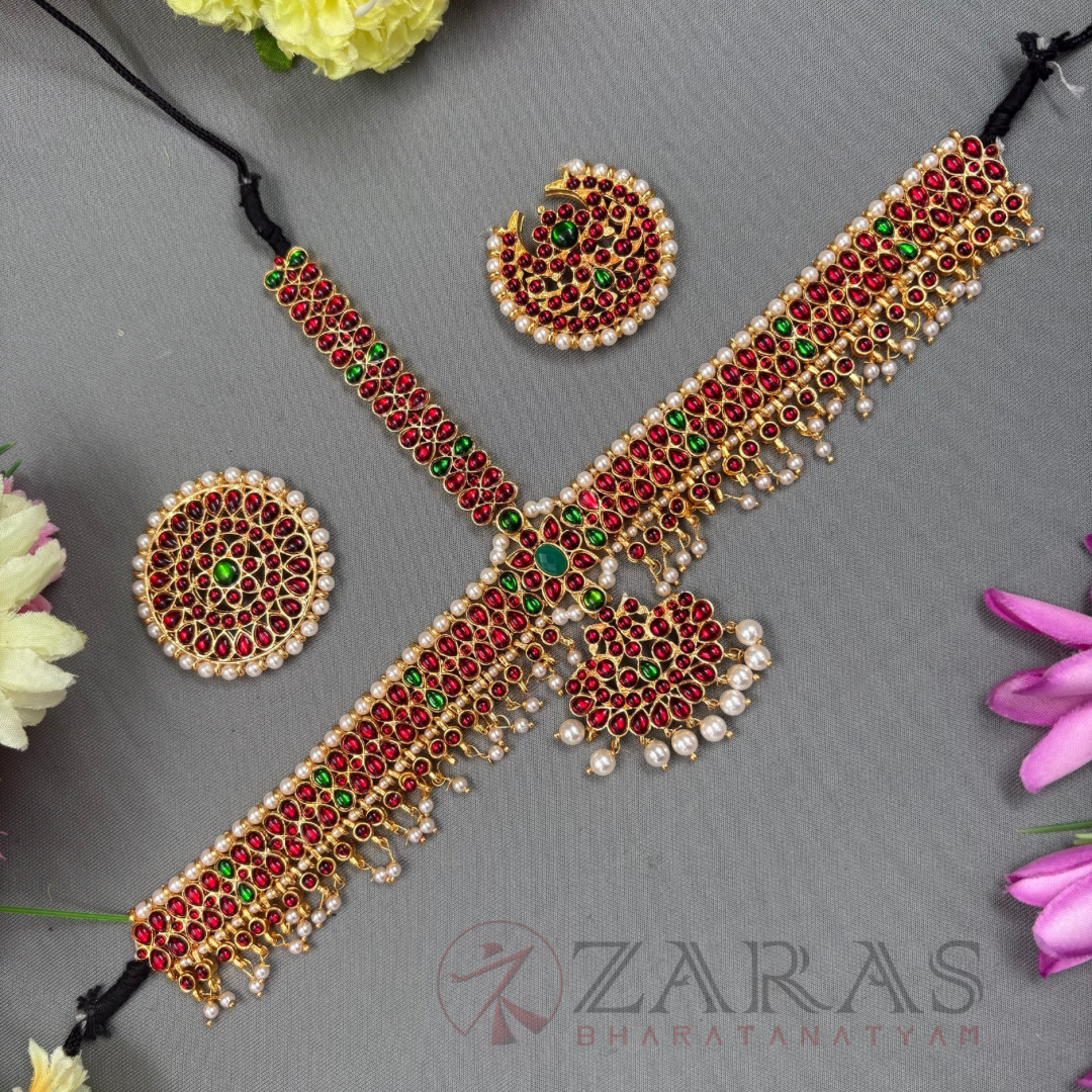 Bharatanatyam Dance Jewellery - Headset Thilagam RG Kemp Beads CS image 0