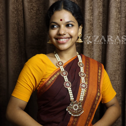 Bharatanatyam Dance Jewellery - Peo with 3 Sun RG Kemp CS Haaram / Long Chain image 1