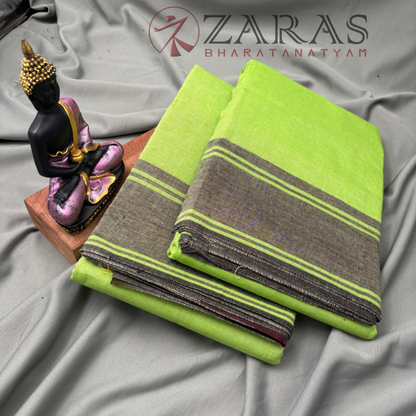 Bharatanatyam Dance Practice Saree - L Green With Bla Plain Border image 2