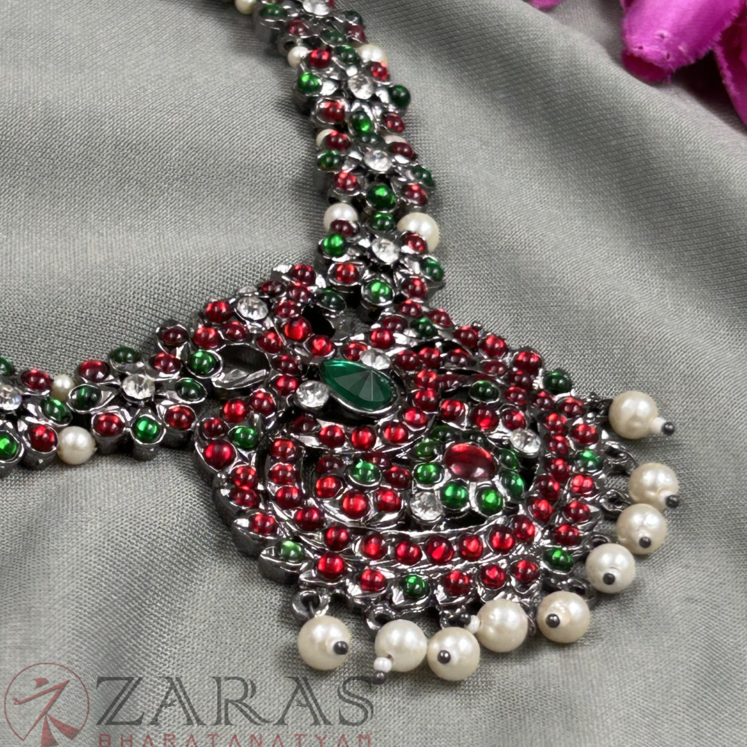 Bharatanatyam Dance Jewellery Black - Flower Necklace RG Kemp Beads image 1