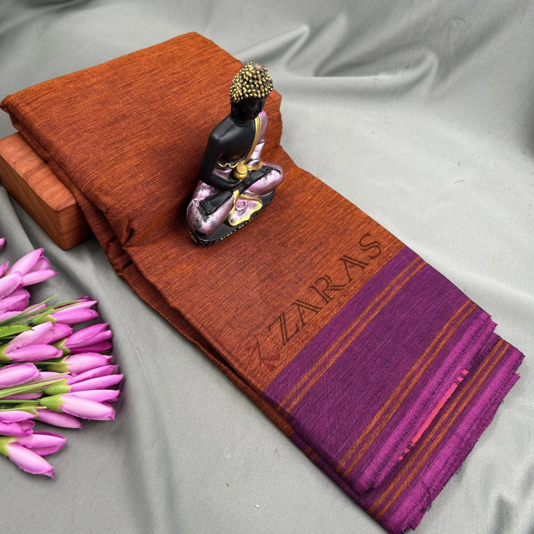 Bharatanatyam Dance Practice Saree - Brown with Purple plain Border image 0