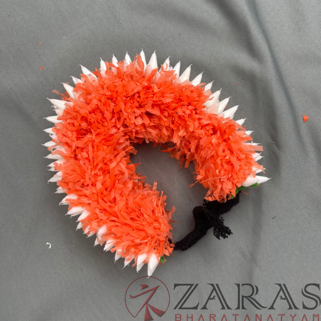 Bharatanatyam Dance Plastic Flower - Plastic White & Orange Sharp Ring image 0