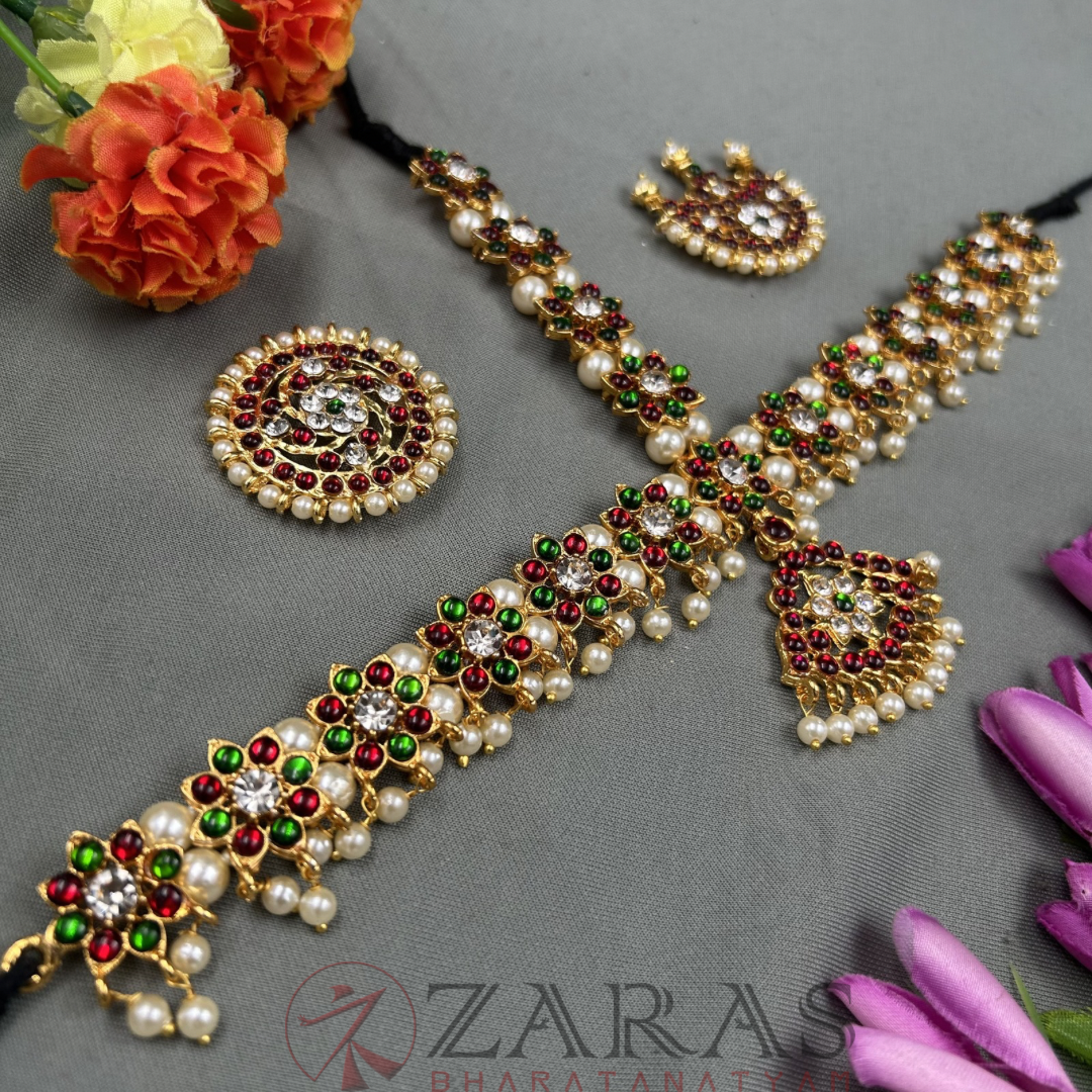 Bharatanatyam Dance Jewellery - Headset Flower Design CS RG Kemp image 1