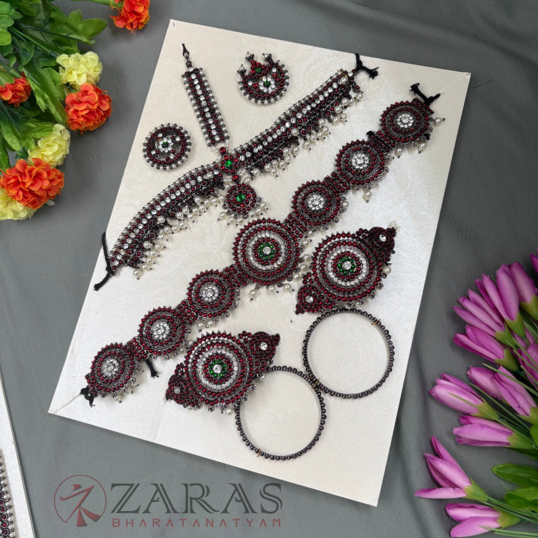 Bharatanatyam Dance Jewellery Black - Full Set Kemp Sow RGSl image 2