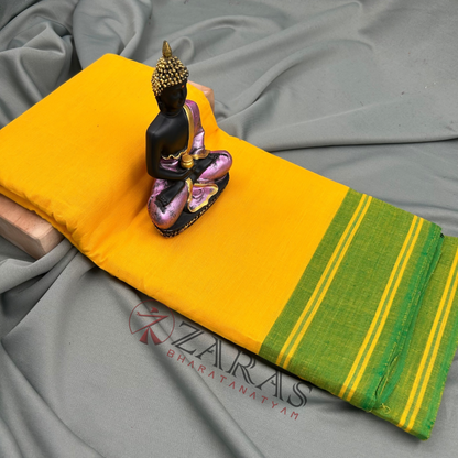 Bharatanatyam Dance Practice Saree - L Yellow Green Plain Border image 0