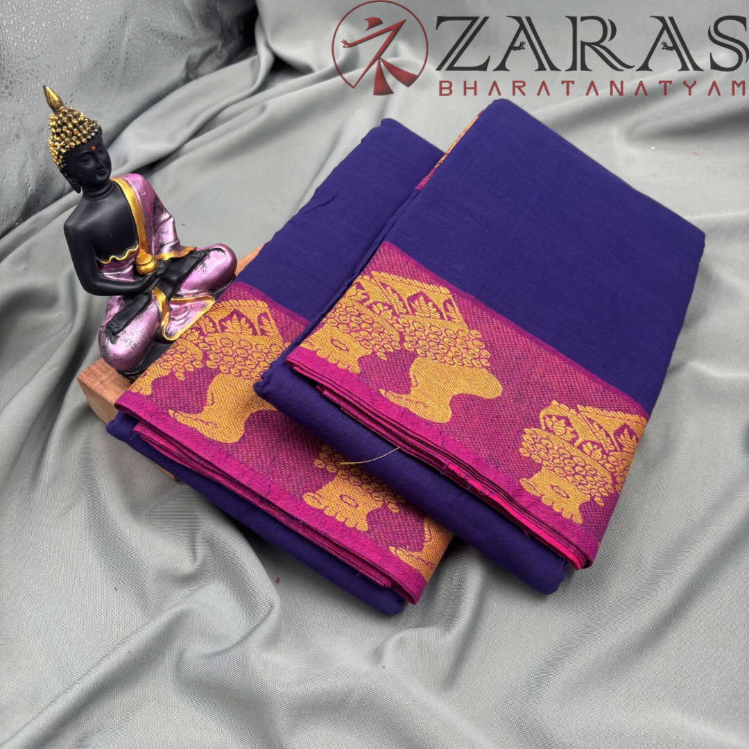 Bharatanatyam Dance Practice Saree - D Blue Mus Salangai Border image 1