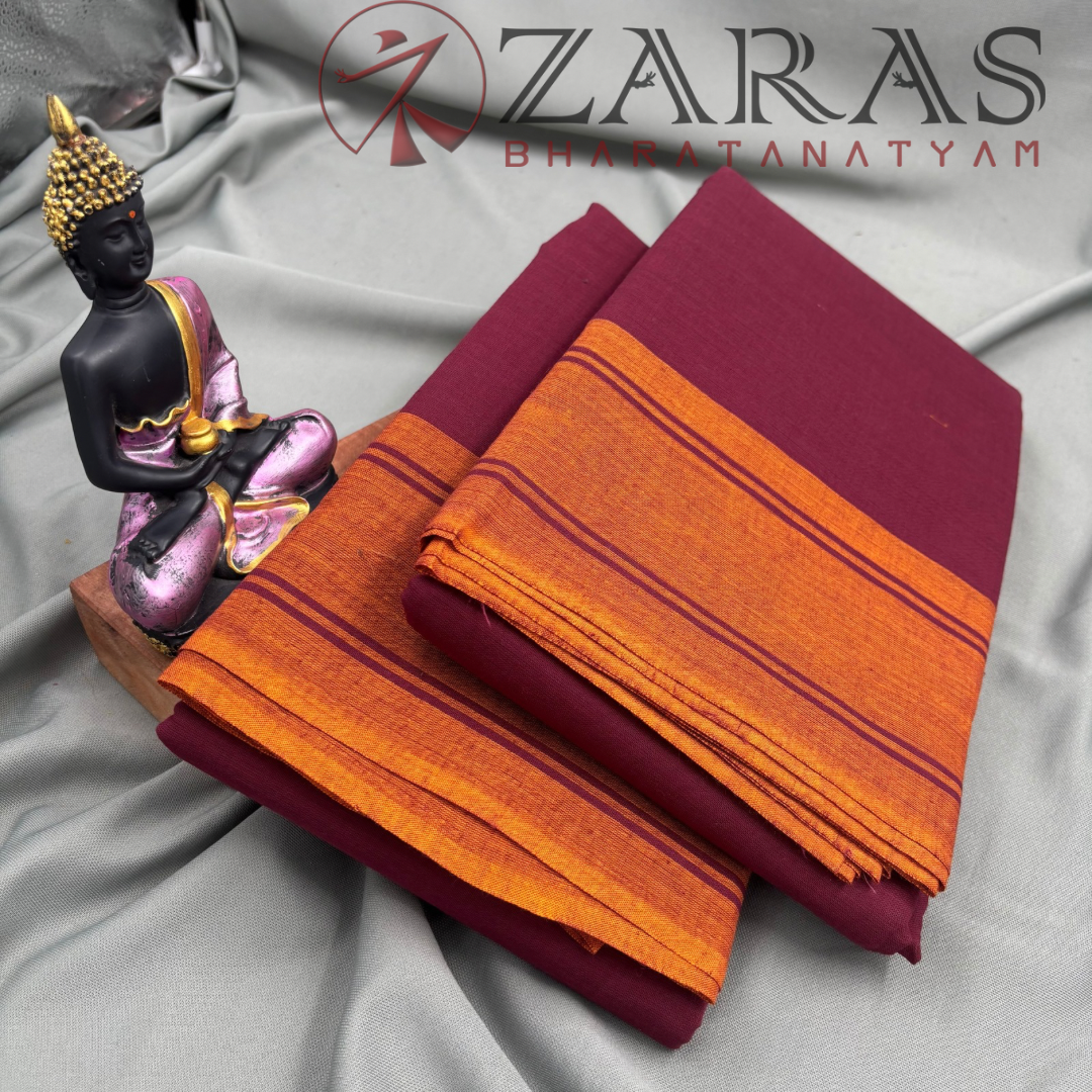 Bharatanatyam Dance Practice Saree - Maroon With Mustard Plain Border image 2