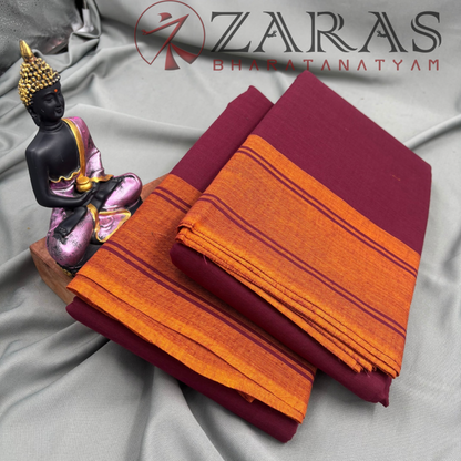 Bharatanatyam Dance Practice Saree - Maroon With Mustard Plain Border image 2