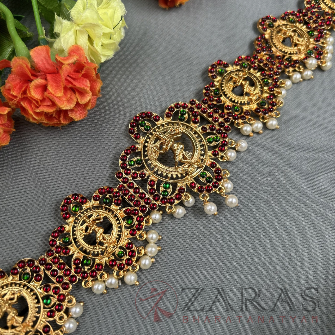 Bharatanatyam Dance Jewellery - Nadaraj flower RG kemp CS Hip Belt (Ottiyanam) image 1