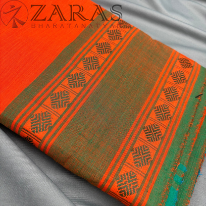 Bharatanatyam Dance Practice Saree - Orange G Double Diamond Border image 1