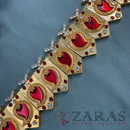Bharatanatyam Dance Jewellery - Red Enamel Hip Belt RG Kemp CS (Ottiyanam) image 2