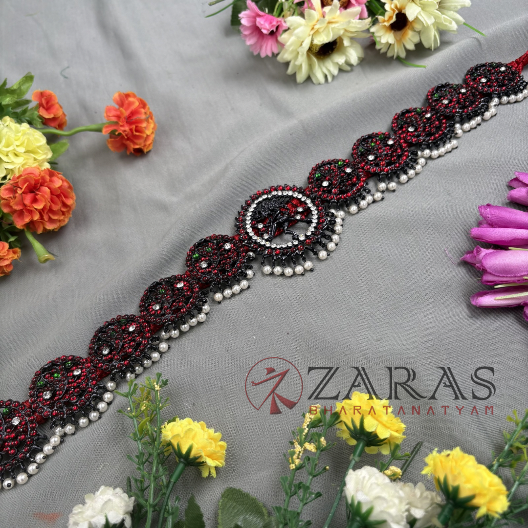 Bharatanatyam Dance Jewellery Black - Peacock RG Kemp CS Hip Belt (Ottiyanam) image 2