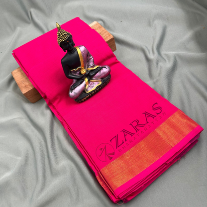 Bharatanatyam Dance Practice Saree - Pink with Gold Plain Border image 0