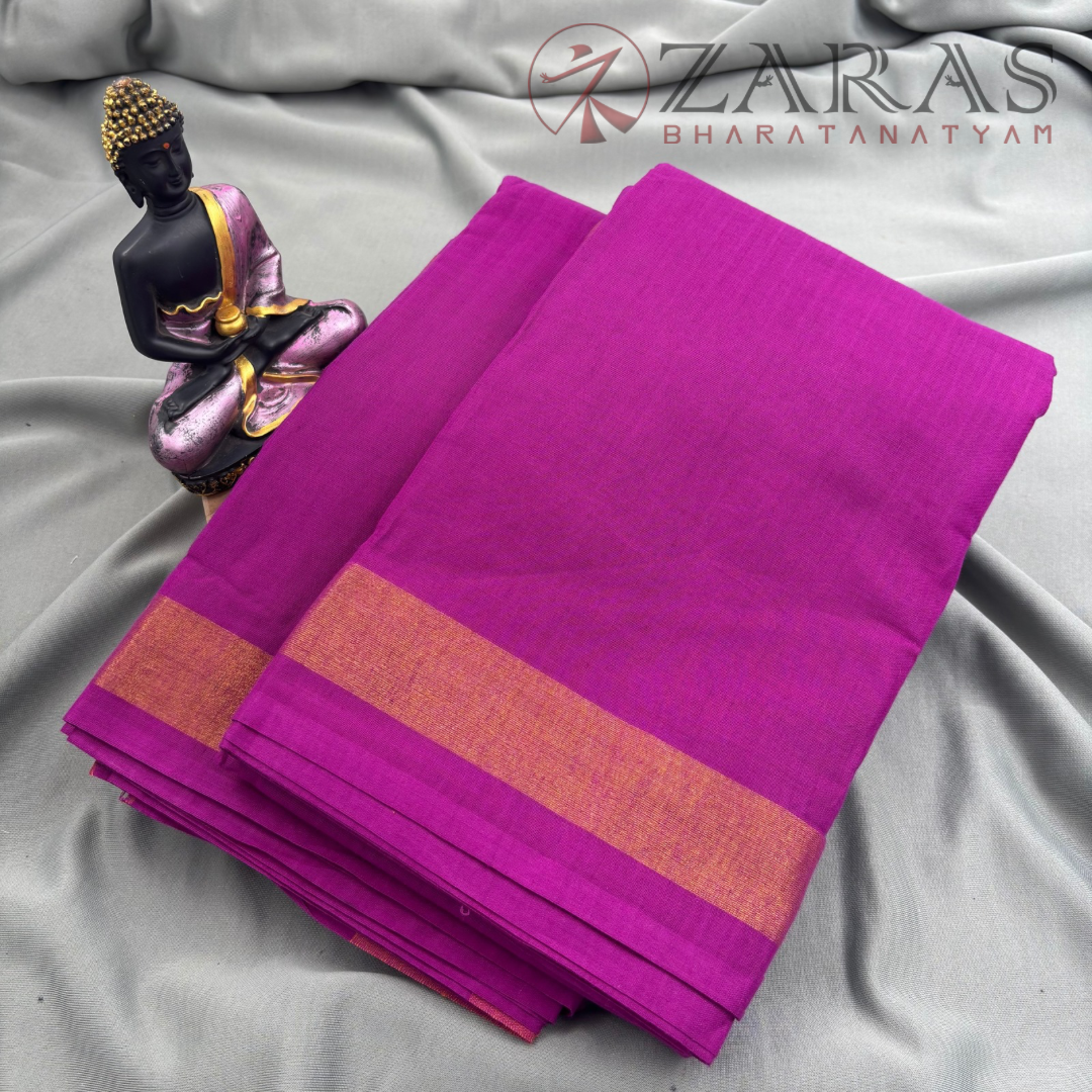 Bharatanatyam Dance Practice Saree - Purple with Gold Plain Border image 1